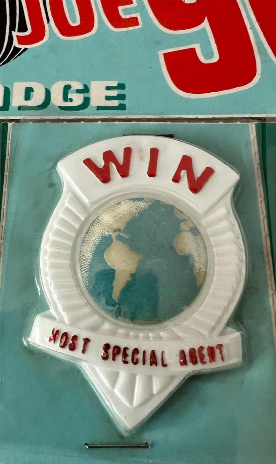 Vintage 1968 Century 21 Merchandise - Gerry Andersons Joe 90 WIN Most Special Agent - Shop Counter Badge Display Set Of Three - Factory Sealed