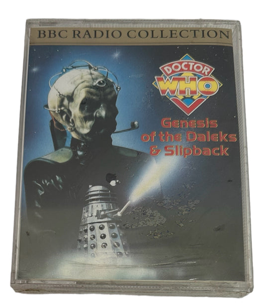 Vintage 1988 BBC Radio Collection - Doctor Dr Who - Genesis Of The Daleks & Slipback Double Audio Cassette Set - Factory Sealed Shop Stock Room Find