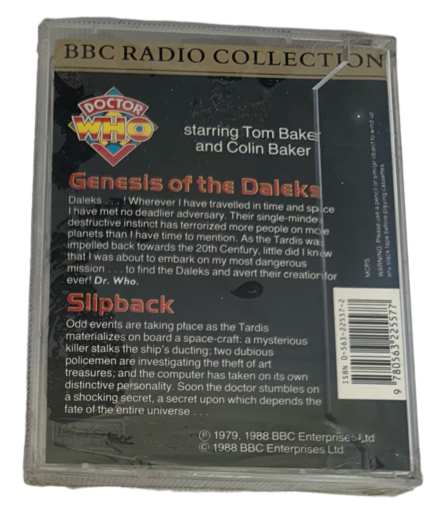 Vintage 1988 BBC Radio Collection - Doctor Dr Who - Genesis Of The Daleks & Slipback Double Audio Cassette Set - Factory Sealed Shop Stock Room Find