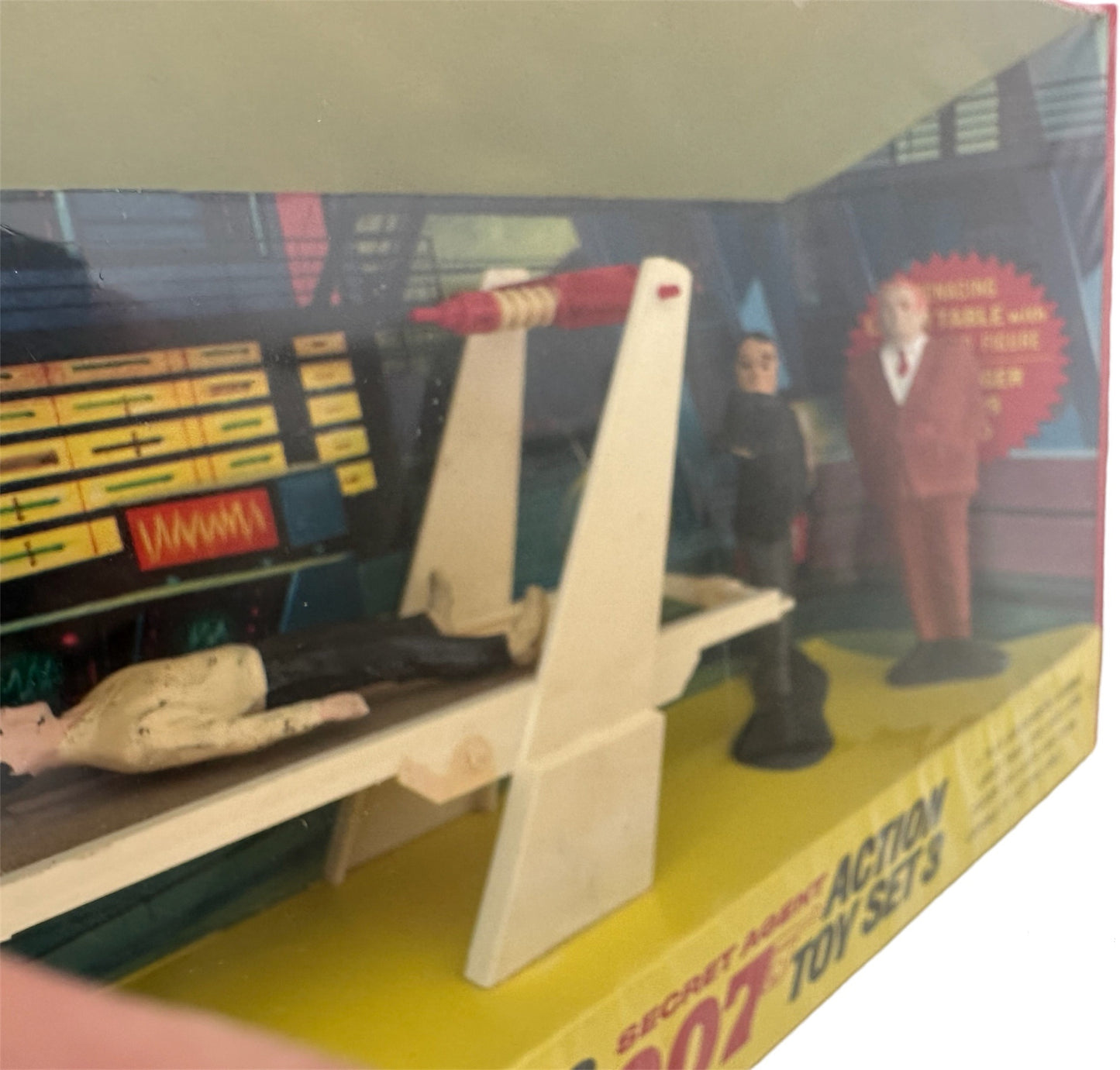 Vintage AC Gilbert 1965 James Bond Secret Agent 007 Action Toy Set 3 - Includes Dr No, Odd Job, Goldfinger And James Bond On Goldfingers Laser Table - Factory Sealed Shop Stock Room Find