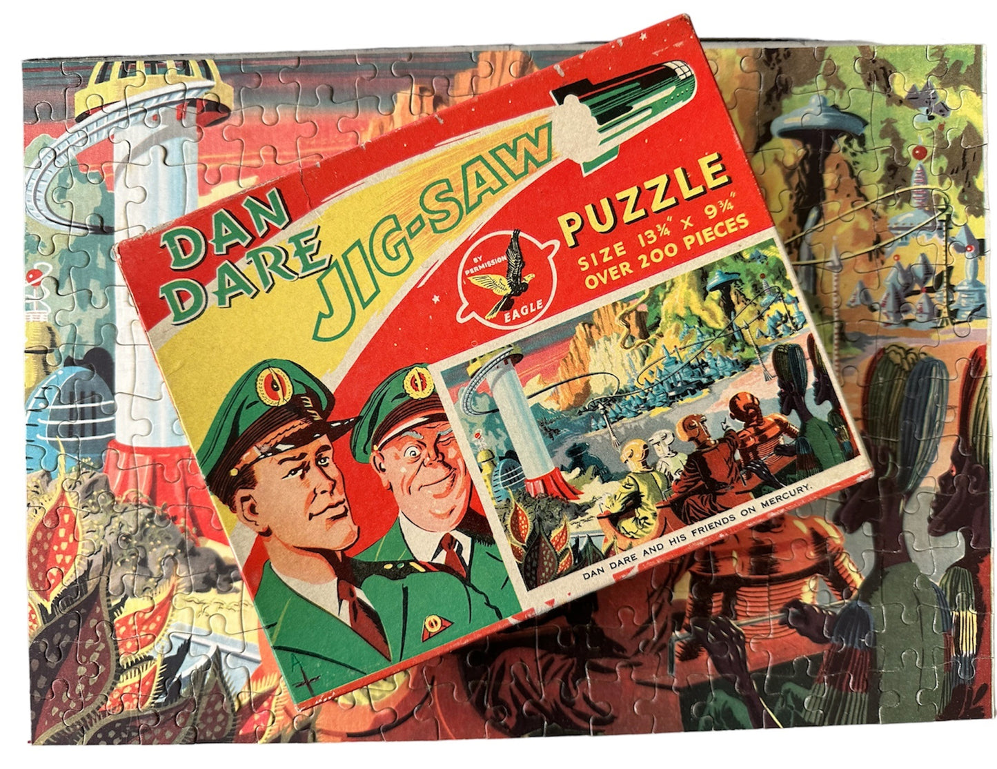 Vintage 1950's The Eagles Dan Dare Jigsaw Puzzle - Dan Dare And His Friends On Mercury - Fantastic Condition -100% Complete - In The Original Box
