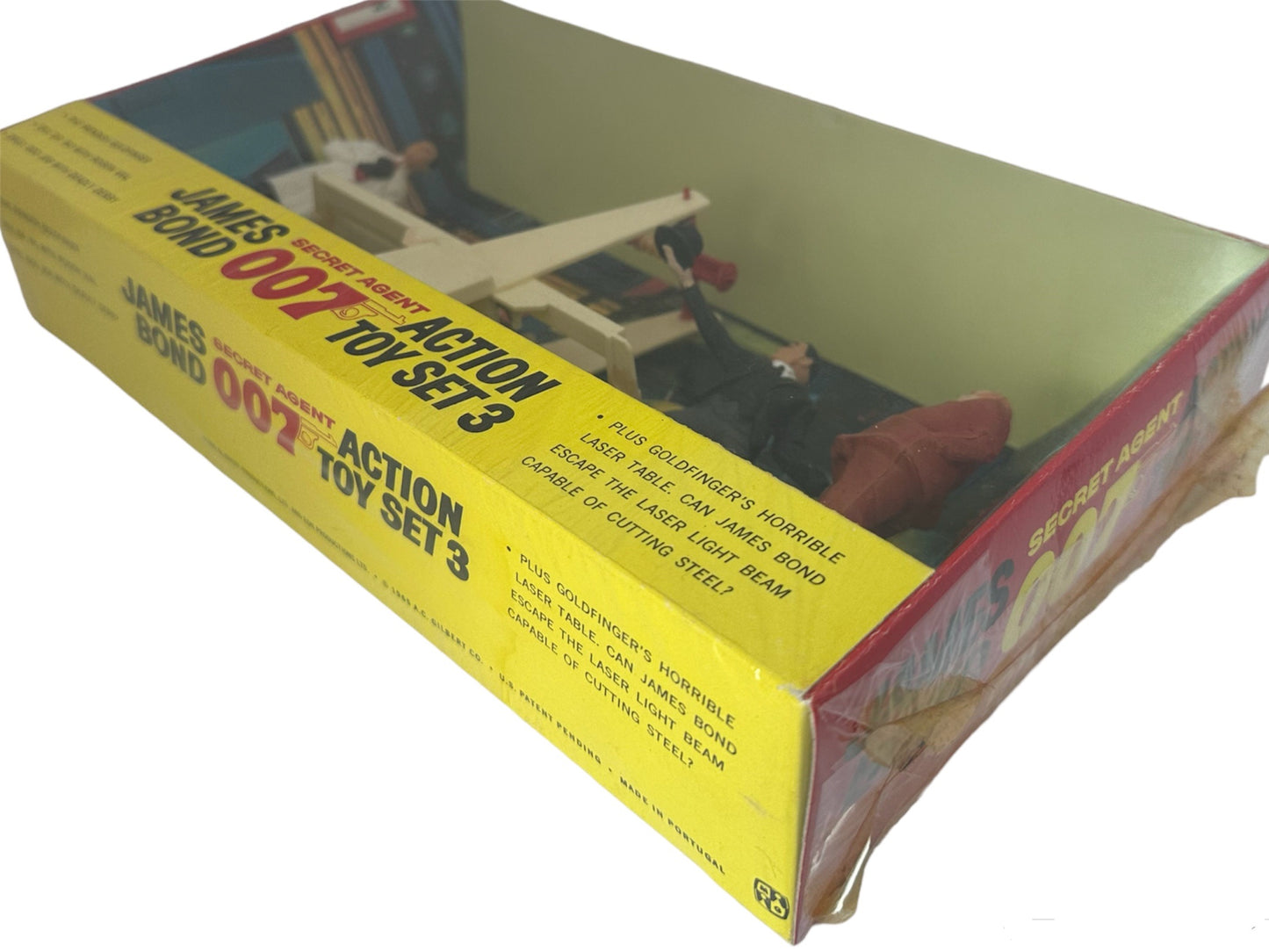 Vintage AC Gilbert 1965 James Bond Secret Agent 007 Action Toy Set 3 - Includes Dr No, Odd Job, Goldfinger And James Bond On Goldfingers Laser Table - Factory Sealed Shop Stock Room Find