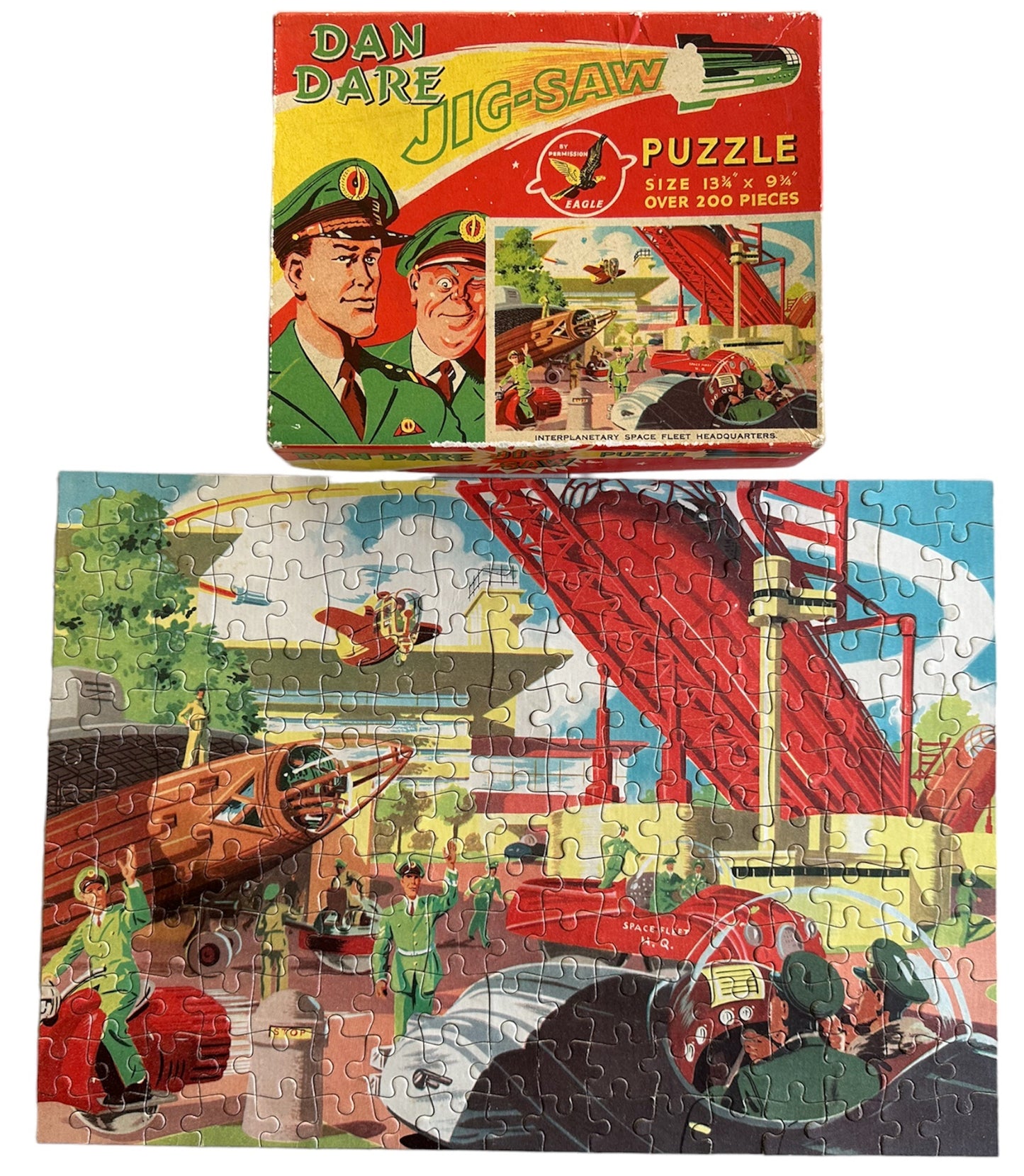 Vintage 1950's The Eagles Dan Dare Jigsaw Puzzle - Interplanetary Space Fleet Headquarters - Fantastic Condition -100% Complete - In The Original Box