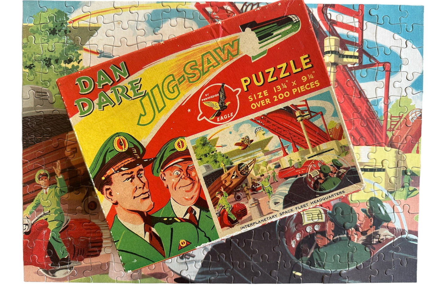 Vintage 1950's The Eagles Dan Dare Jigsaw Puzzle - Interplanetary Space Fleet Headquarters - Fantastic Condition -100% Complete - In The Original Box