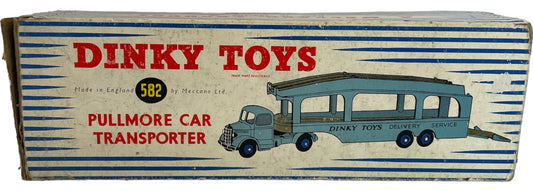 Vintage Dinky Toys 1953 No. 582 Pullmore Car Transporter 4 Rivet Blue And Fawn Die-cast Version With Loading Ramp No. 994 - Fantastic Condition In The Original Box