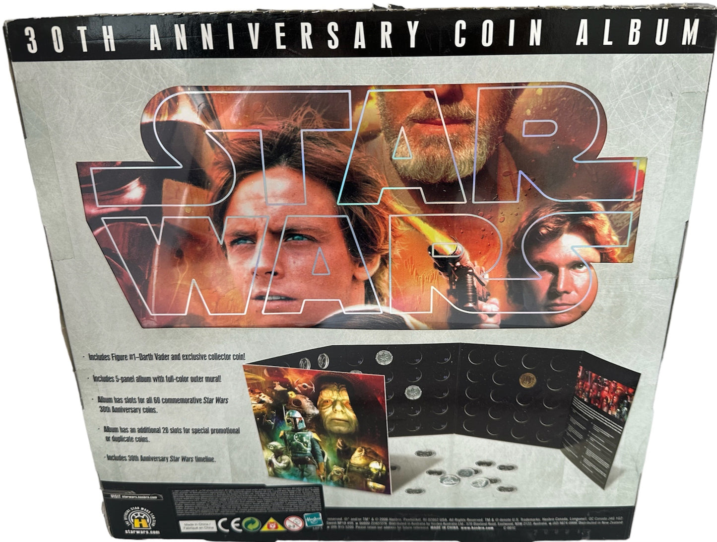 Vintage 2006 Star Saga Wars 30th Anniversary Coin Album With Exclusive No. 1 Darth Vader Action Figure With Exclusive Collector Coin - Brand New Factory Sealed Shop Stock Room Find