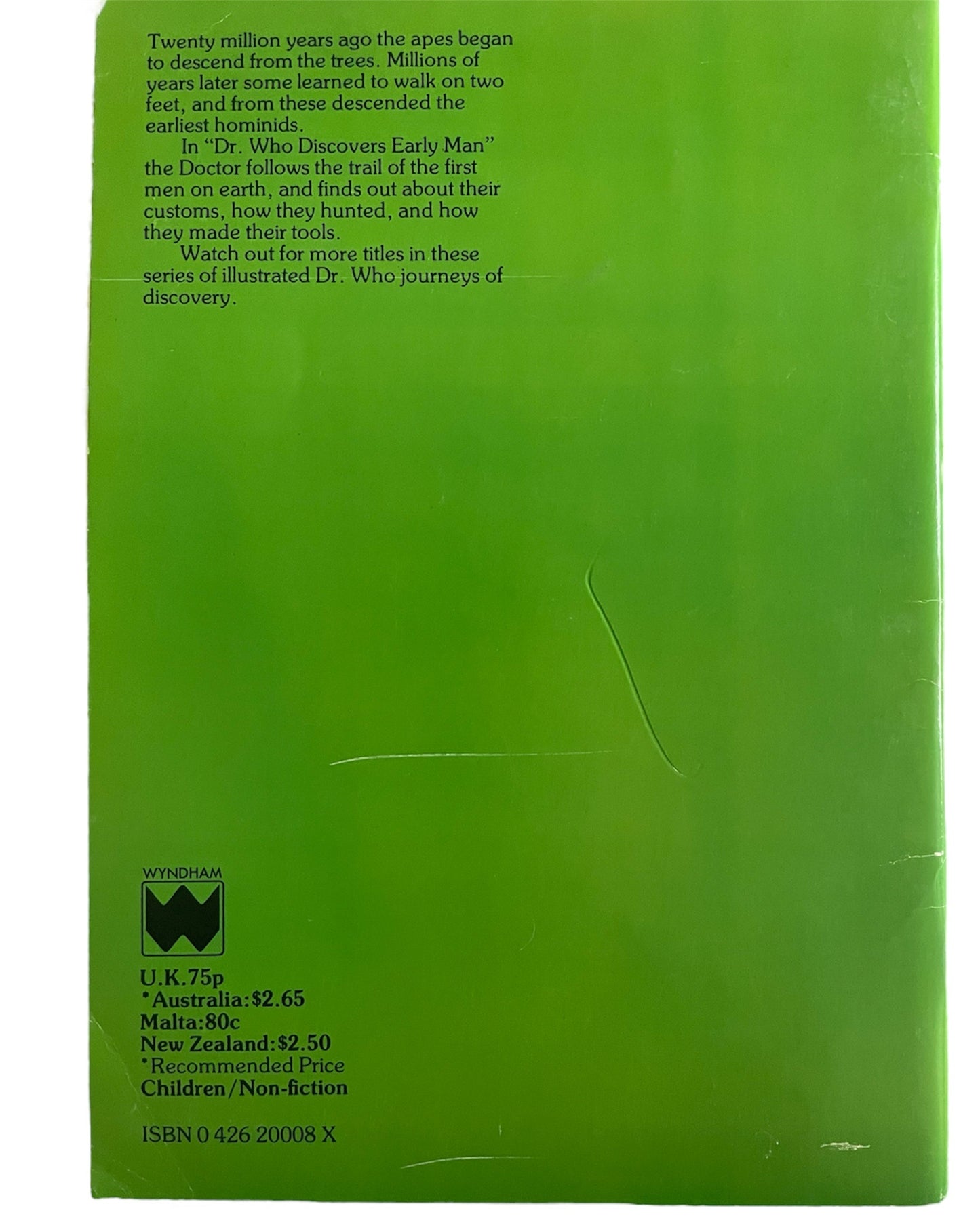 Vintage Target Books 1977 Doctor Dr Who Discovers Early Man Paperback Book With Free Colour Poster - Fantastic Condition Former Shop Stock