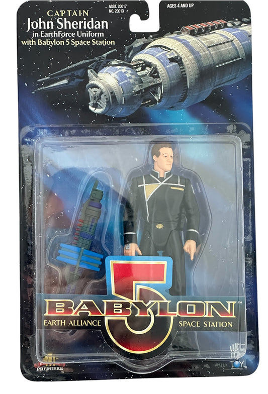 Vintage 1997 Babylon 5 Earth Alliance Space Station - Captain John Sheridan In EarthForce Uniform Action Figure With Babylon 5 Space Station - Brand New Factory Sealed Shop Stock Room Find
