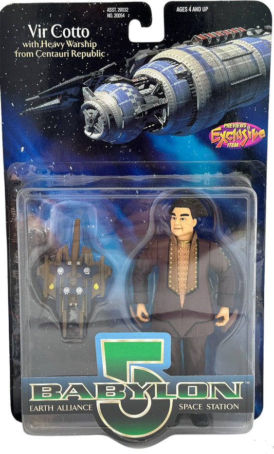 Vintage 1997 Babylon 5 Earth Alliance Space Station - Vir Cotto Previews Exclusive Action Figure With Heavy Warship From Centauri Republic - Brand New Factory Sealed Shop Stock Room Find