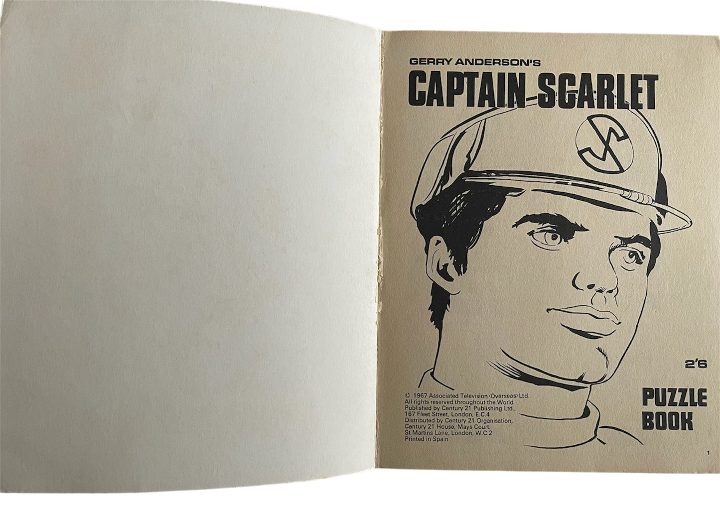 Vintage 1967 Century 21 - Gerry Andersons Captain Scarlet & The Mysterons Puzzle Book - Quizzes, Mazes, Drawing, Painting, Games &amp; Dot To Dots - Fantastic Condition Ultra Rare Item