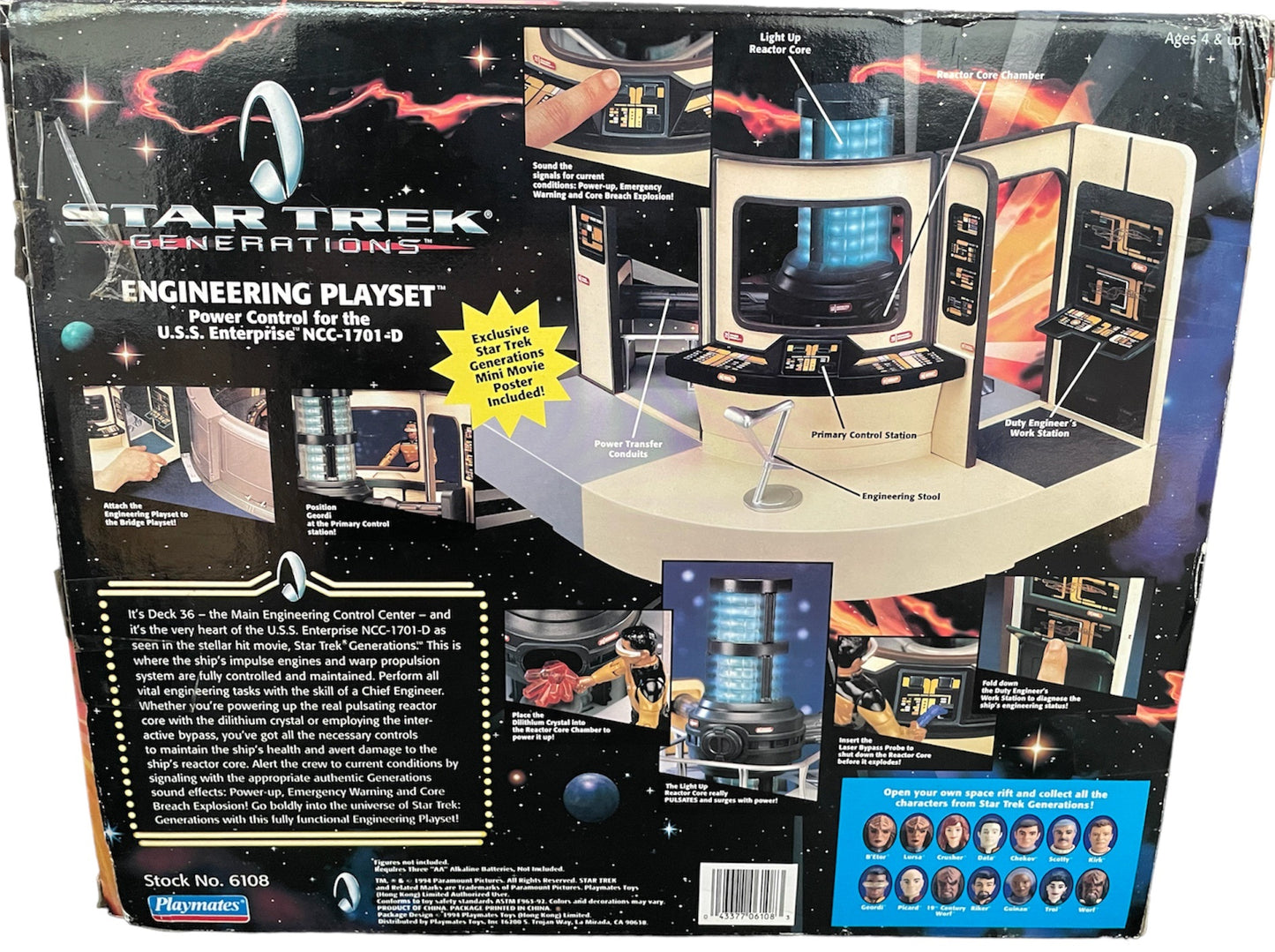 Vintage Playmates 1994 Star Trek Generations Engineering Action Playset With Authentic Lights And Sounds From The Movie - Demonstration Model