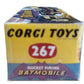 Vintage Corgi 1966 First Release Rocket Firing Batmobile Diecast Replica Vehicle With Mini Figures Number 267 - Boxed With Display Plinth