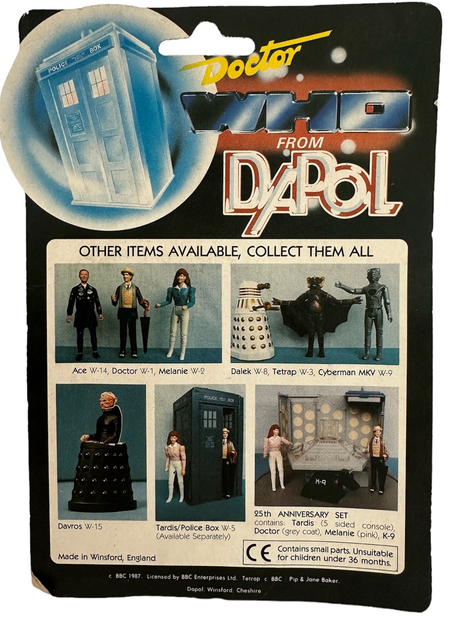 Vintage Dapol 1987 Doctor Dr Who Grey & Blue Dalek Action Figure - Mint On Card - Shop Stock Room Find