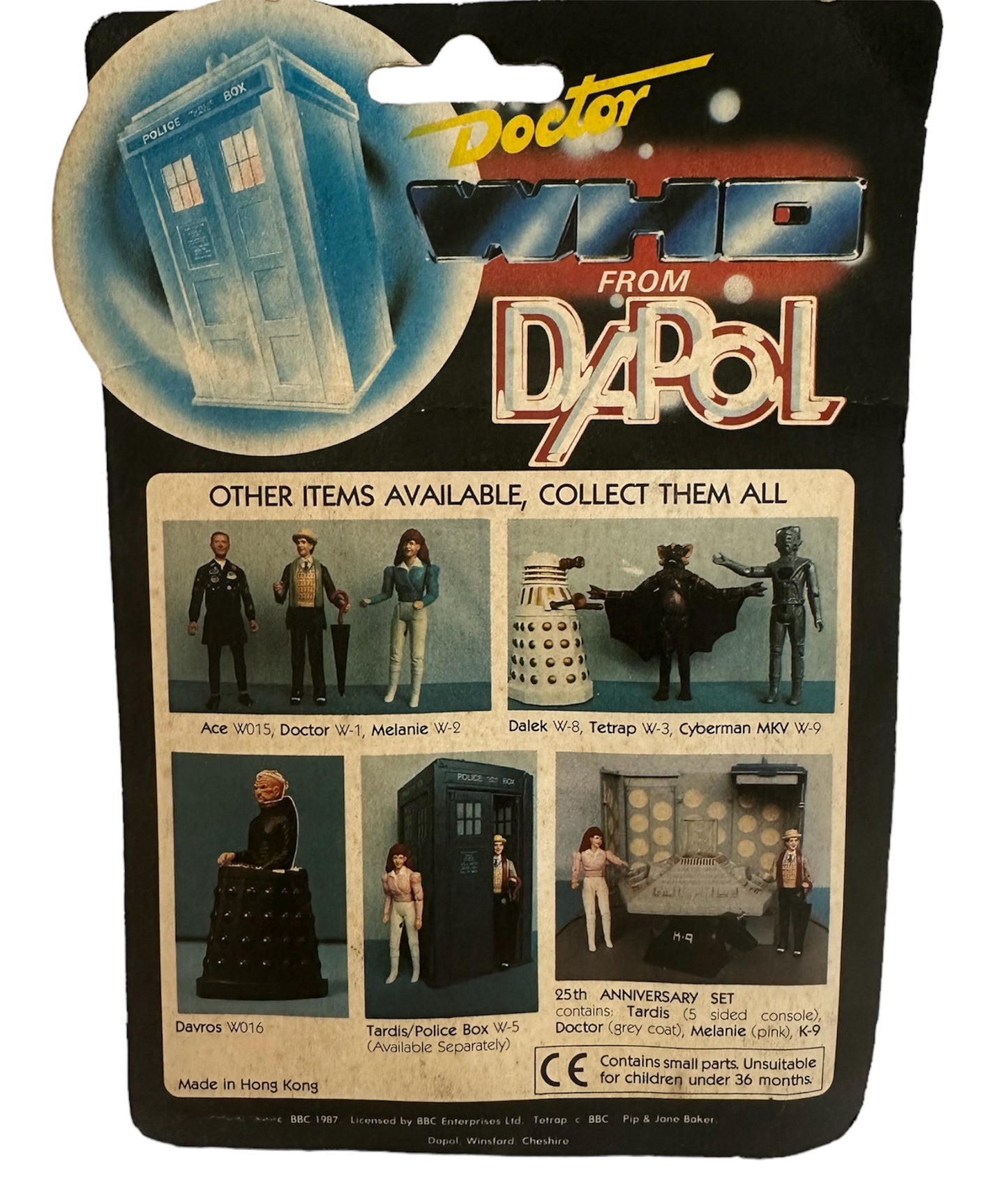 Vintage Dapol 1987 Doctor Dr Who Black And White Dalek Action Figure - Mint On Card - Shop Stock Room Find