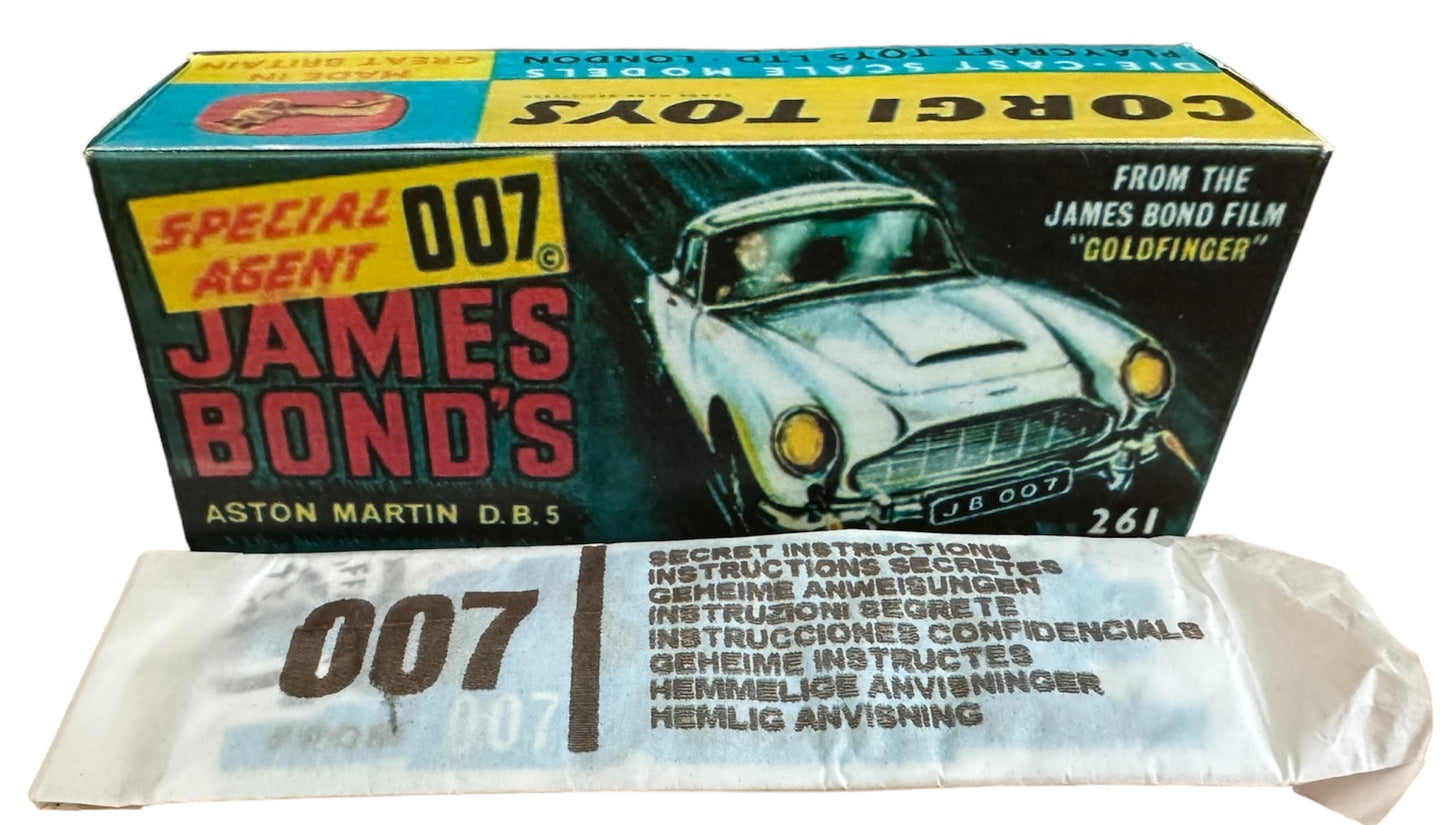 Vintage 1966 Special Agent 007 James Bond Aston Martin DB5 Corgi Diecast 261 Replica Model Vehicle - Very Good Condition In The Original Box