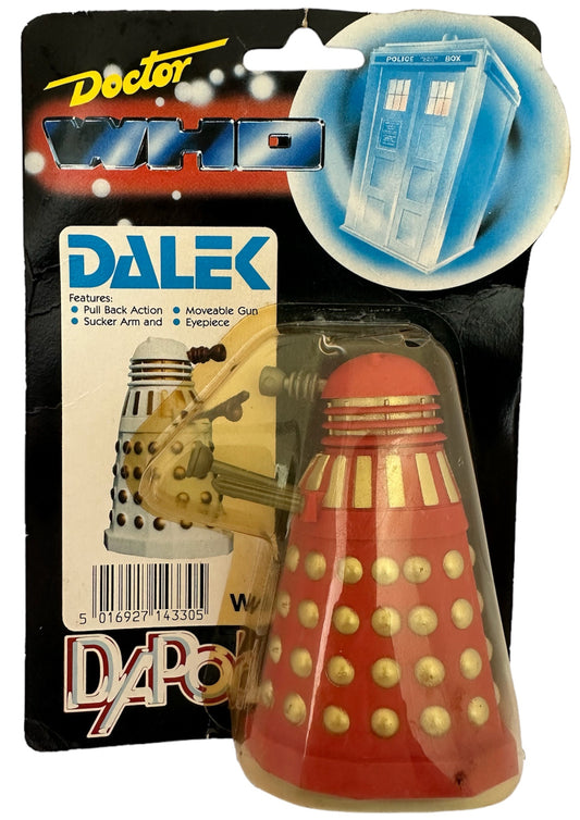 Vintage Dapol 1987 Doctor Dr Who Red And Gold Dalek Action Figure - Mint On Card - Shop Stock Room Find