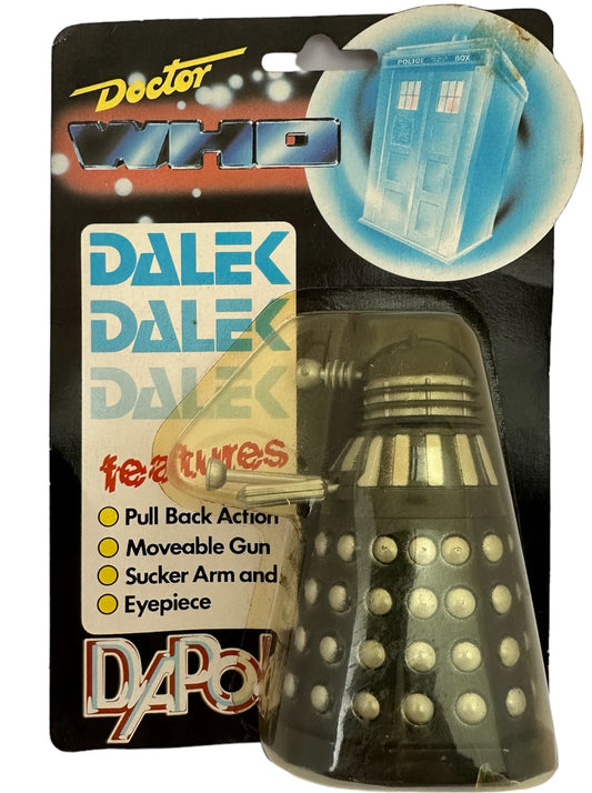 Vintage Dapol 1987 Doctor Dr Who Black And Silver Dalek Action Figure - Mint On Card - Shop Stock Room Find