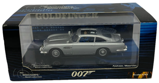 Vintage 2006 The Mini Champs Bond Collection Gold Fingers Aston Martin DB5 1:43 Scale Diecast Model Vehicle With Working Features - Factory Sealed Shop Stock Room Find