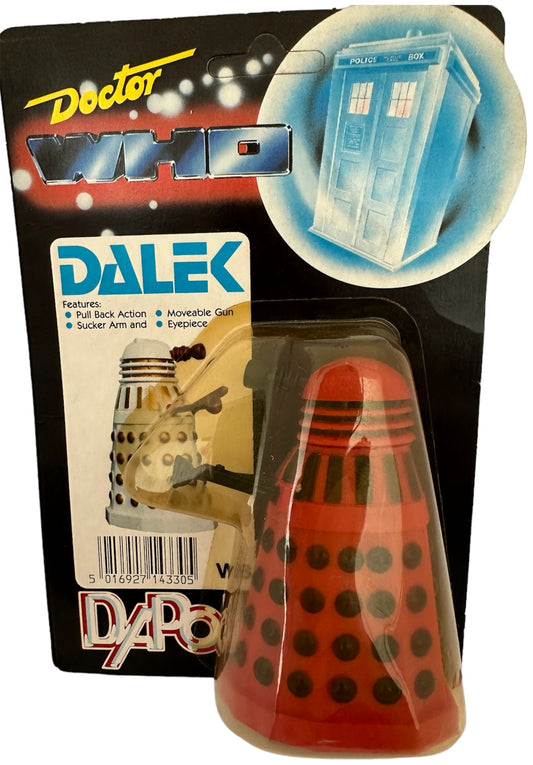 Vintage Dapol 1987 Doctor Dr Who Red And Black Dalek Action Figure - Mint On Card - Shop Stock Room Find