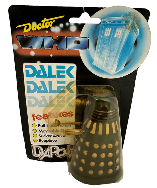 Vintage Dapol 1987 Doctor Dr Who Black And Gold Dalek Action Figure - Mint On Card - Shop Stock Room Find