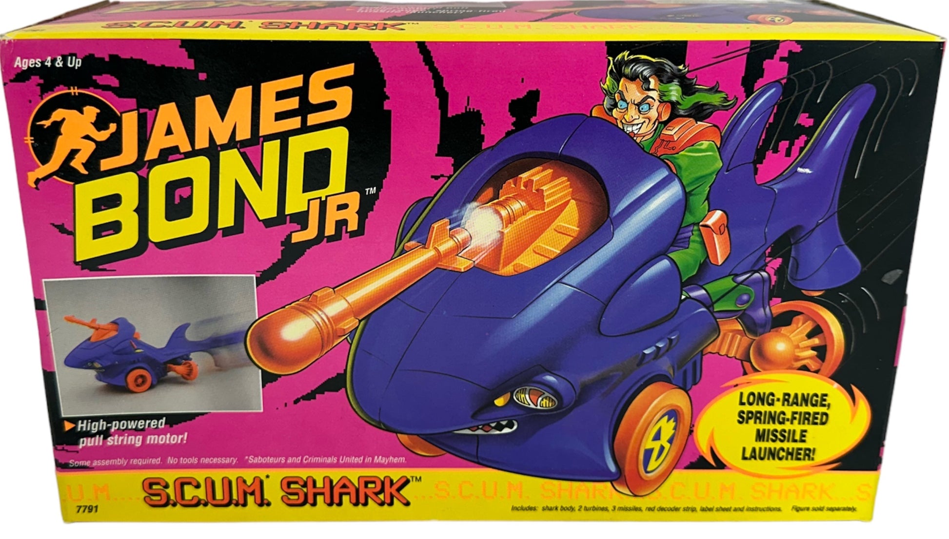 Vintage 1992 James Bond Jr SCUM Shark With Long Range Spring