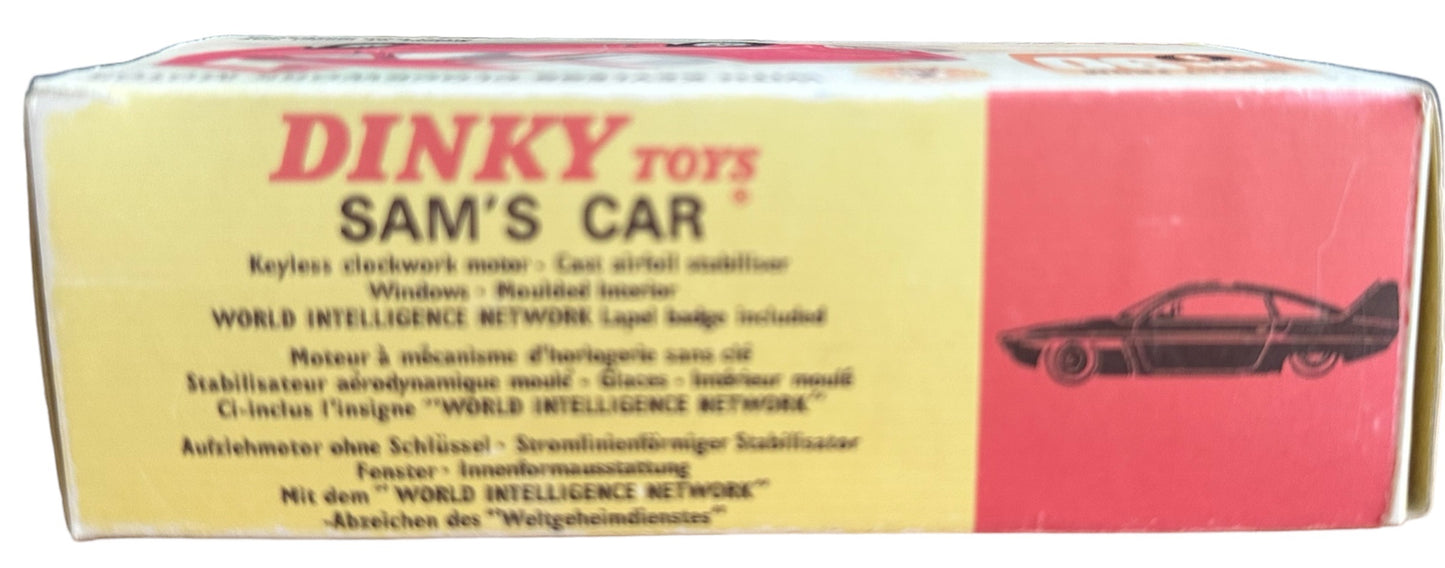 Vintage 1967 Gerry Andersons Joe 90 Dinky Toys Number 108 Sam Loover Sam's Car Diecast Replica Vehicle With Pull Back And Go Action - With Reproduction Display Plinth & Box