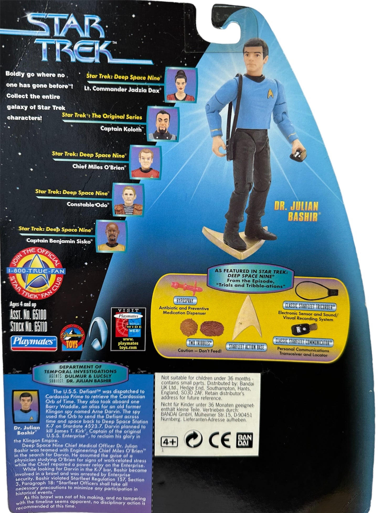 Vintage Playmates 1997 Star Trek Warp Factor Series Dr. Julian Bashir Action Figure In Classic Uniform - Autographed By Alexander Siddig - Ultra Rare And Factory Sealed