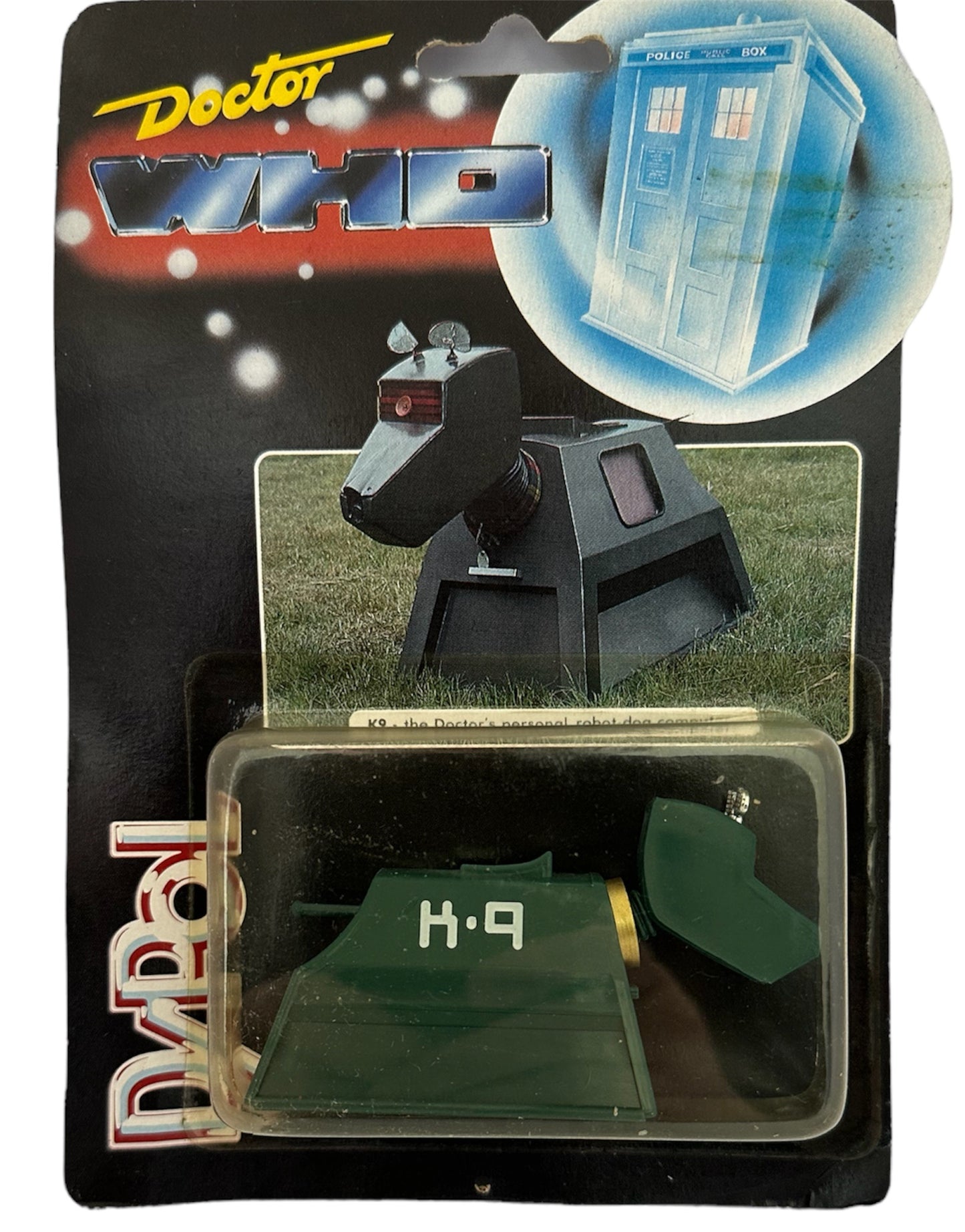 Vintage Dapol 1987 Doctor Dr Who Classic Green K9 The Doctors Personal Robot Dog Computer Action Figure - Mint On Card - Shop Stock Room Find