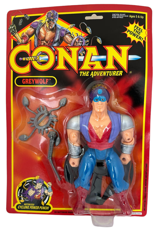 Vintage 1993 Conan The Adventurer - Greywolf 8 Inch Collectors Series Action Figure With Motorized Cyclone Power Punch Action - Factory Sealed Shop Stock Room Find