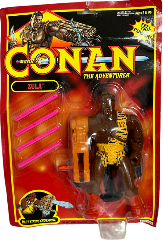 Vintage 1993 Conan The Adventurer - Zula 8 Inch Collectors Series Action Figure With Motorized Dart Firing Crossbow - Brand New Factory Sealed Shop Stock Room Find