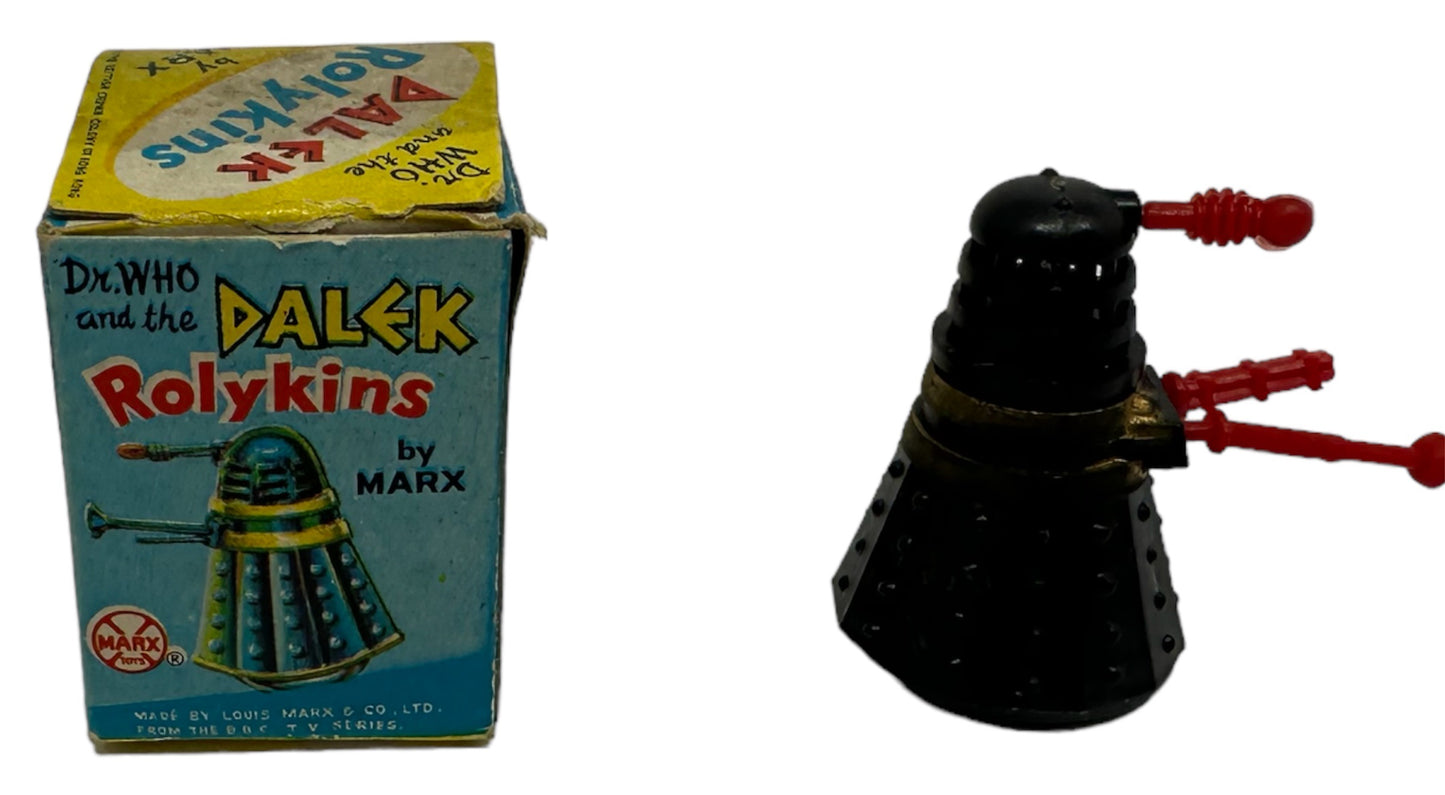 Vintage Louis Marx 1965 Doctor Dr Who And The Daleks Black Dalek Rolykins In Original Box
