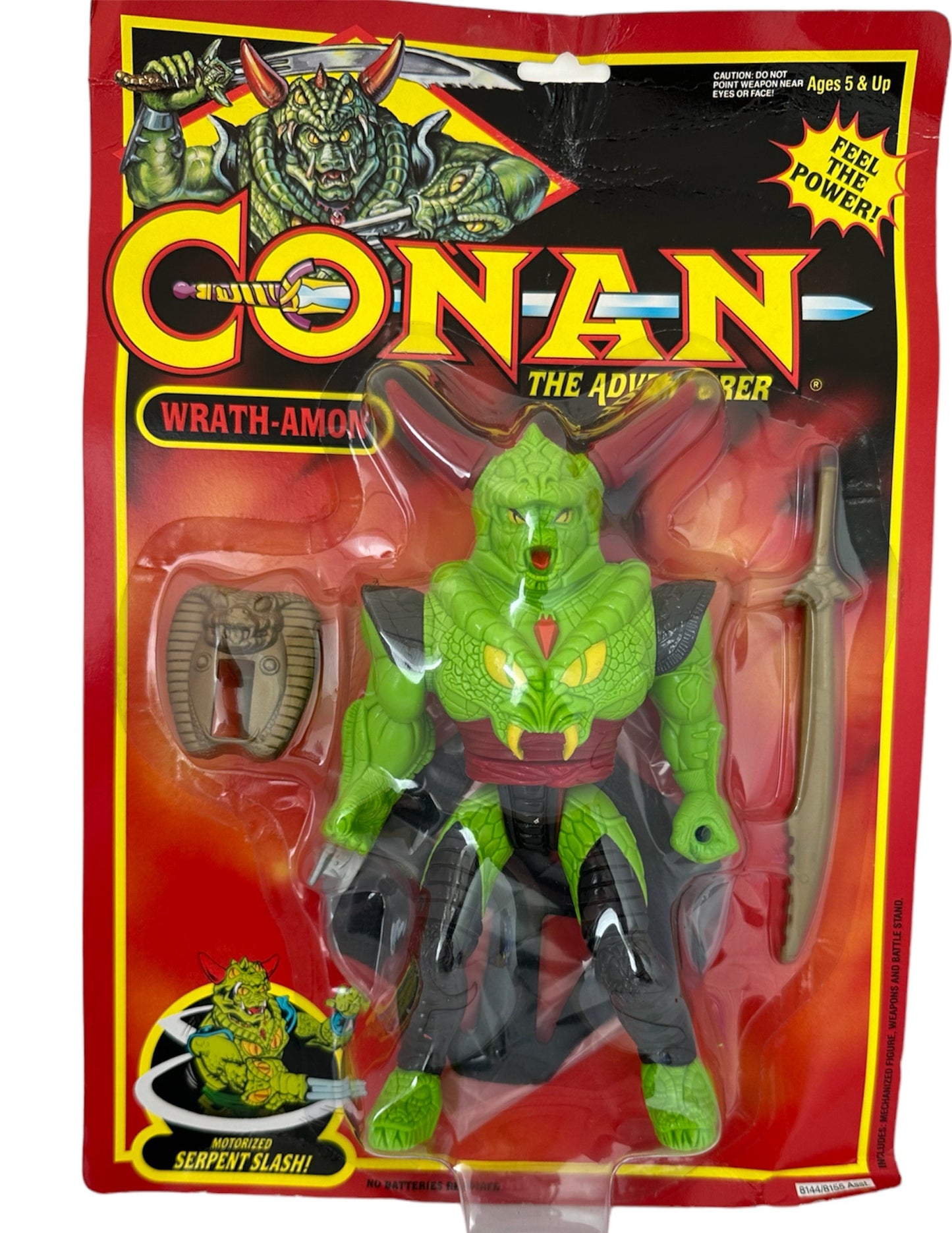Vintage 1993 Conan The Adventurer - Wrath-Amon 8 Inch Action Figure With Motorized Serpent Slash Action - Brand New Factory Sealed Shop Stock Room Find