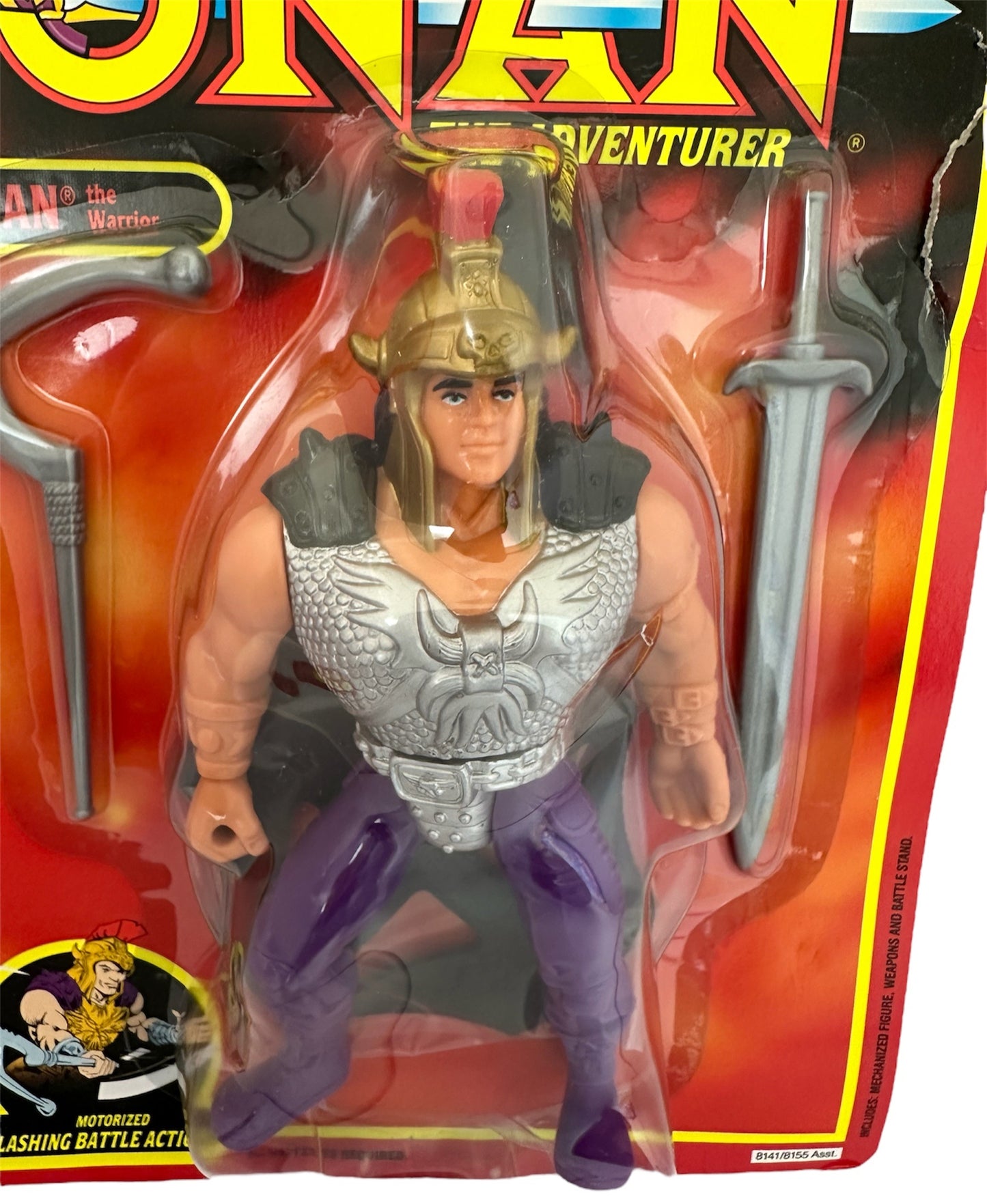 Vintage 1993 Conan The Adventurer - Conan The Warrior 8 Inch Action Figure With Motorized Battle Action - Brand New Factory Sealed Shop Stock Room Find