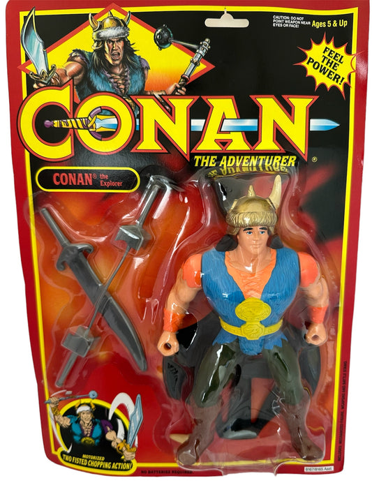Vintage 1993 Conan The Adventurer - Conan The Explorer 8 Inch Action Figure With Motorized Two Fisted Chopping Action - Brand New Factory Sealed Shop Stock Room Find