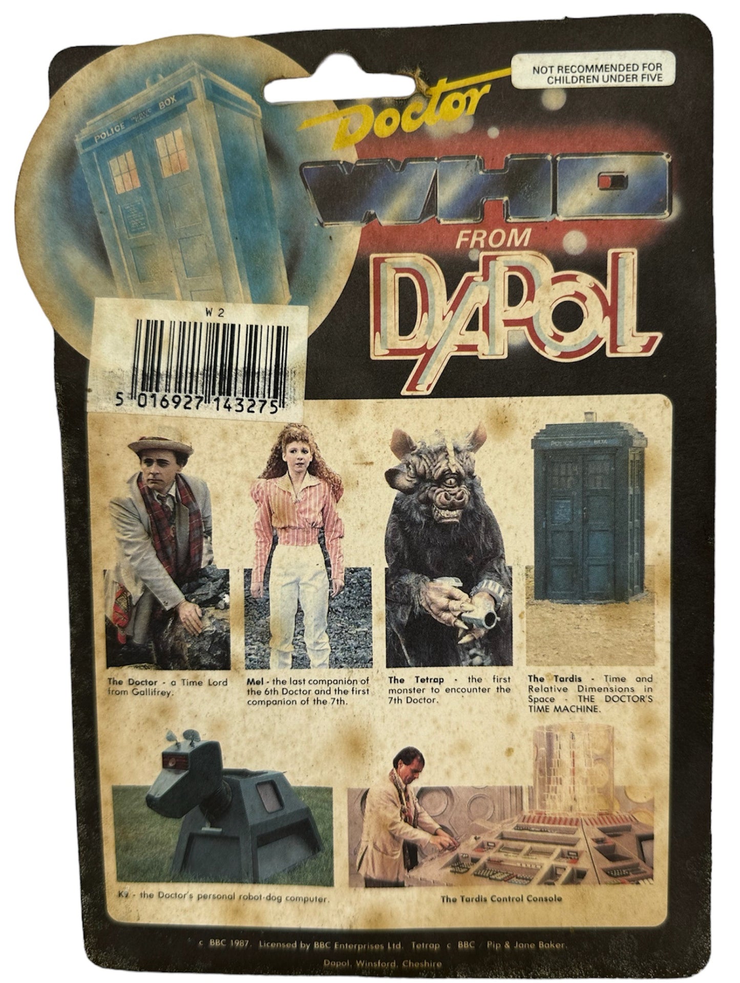 Vintage Dapol 1987 Doctor Dr Who Classic Mel Bush In Pink Shirt Action Figure - Mint On Card - Shop Stock Room Find