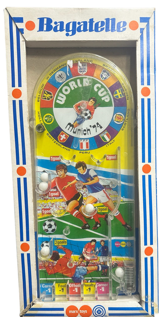 Vintage Louis Marx 1974 Football World Cup Munich 74 Bagatelle Pin Ball Game In Full Working Condition - In The Original Box