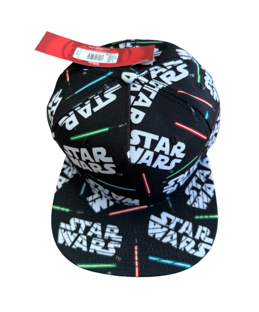 Official Licensed Star Wars Black Baseball Snapback Cap Hat With Light Saber Design One Size Fits All