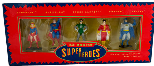 Vintage 1993 DC Comics Classic Super Heroes Die Cast Metal Figurines Box Set 1 Of 5 Super Heroes - Factory Sealed Shop Stock Room Find