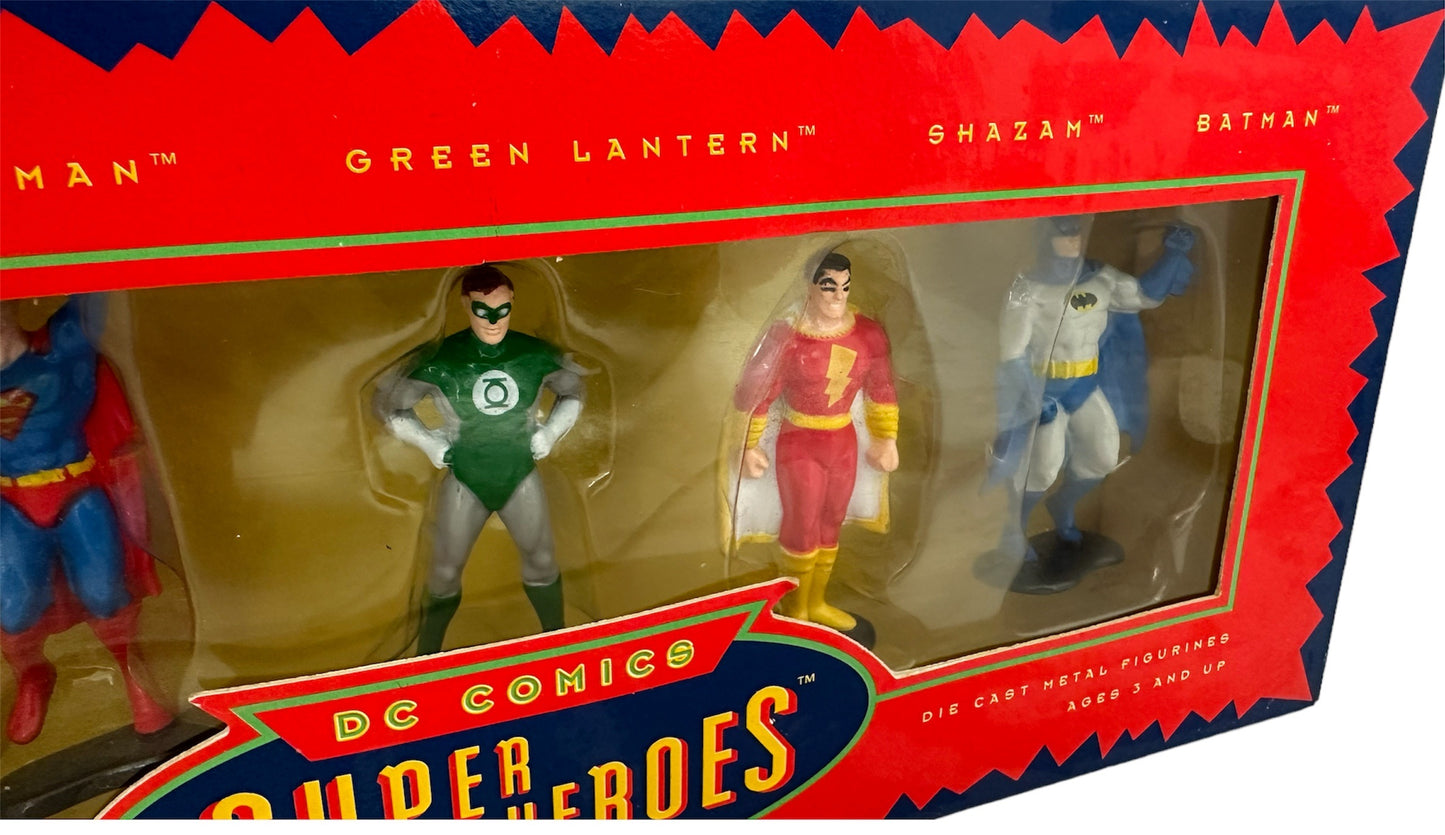 Vintage 1993 DC Comics Classic Super Heroes Die Cast Metal Figurines Box Set 1 Of 5 Super Heroes - Factory Sealed Shop Stock Room Find