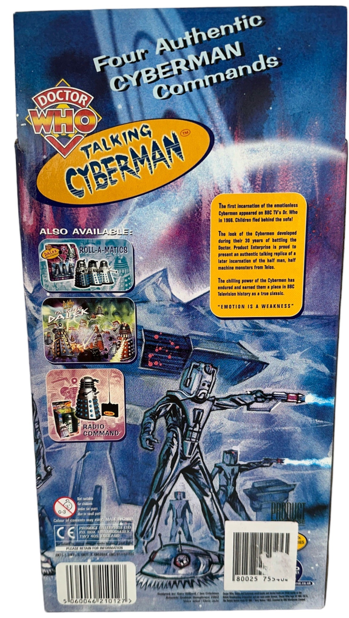 Vintage Product Enterprise 2002 Doctor Dr Who Electronic Talking Cyberman - Factory Sealed Shop Stock Room Find