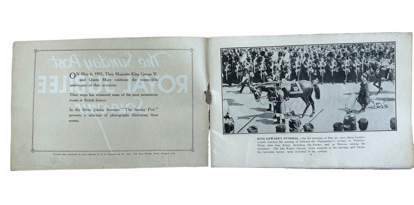 Vintage 1935 - The Sunday Post - Royal Silver Jubilee Souvenir Booklet - 25 Years Of Historic Events - Very Good Condition Very Very Rare Item