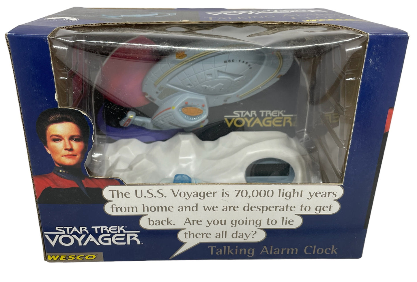 Vintage 1996 Star Trek Voyager NCC-74565 Talking Alarm Clock - Factory Sealed Shop Stock Room Find