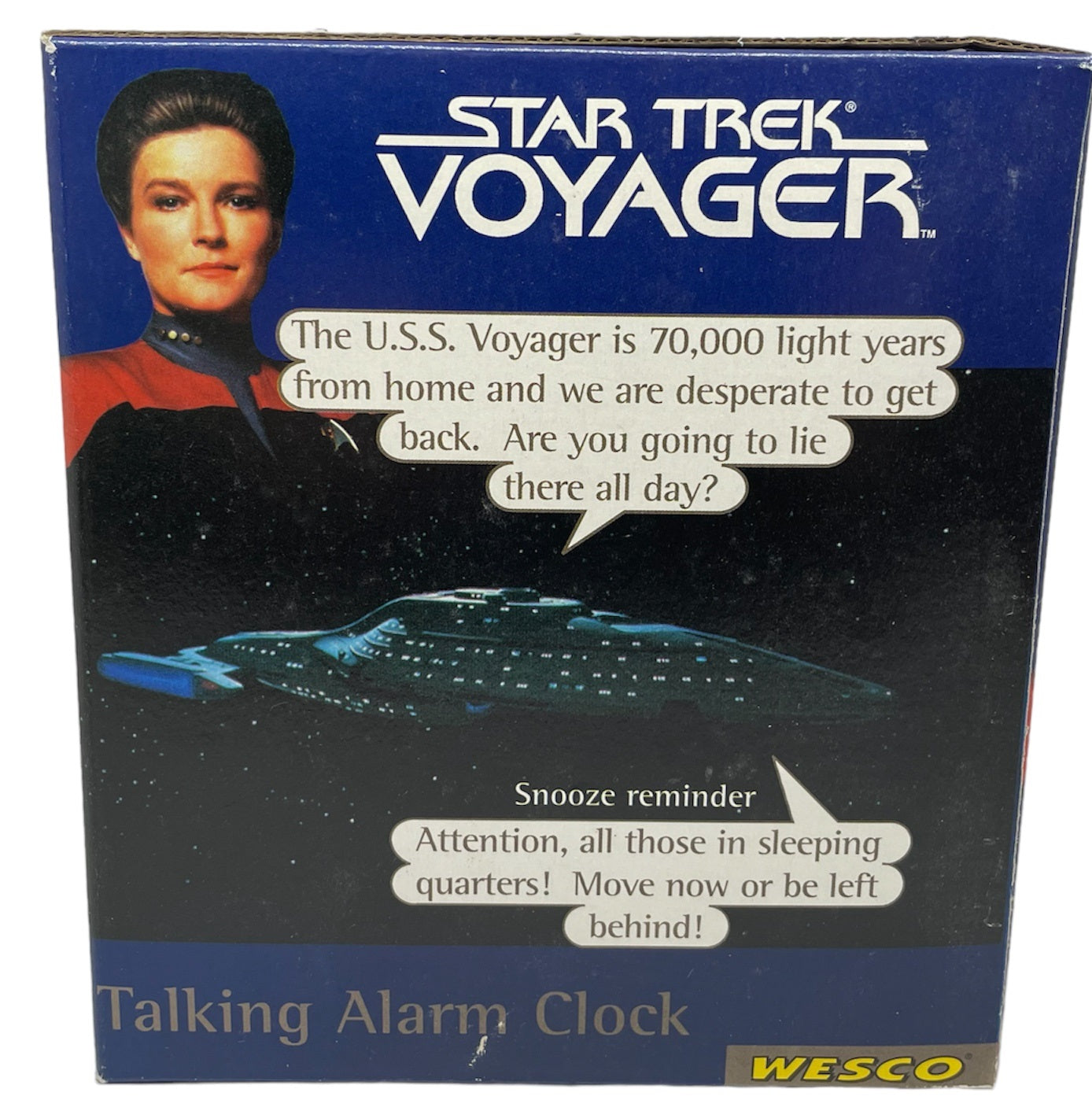 Vintage 1996 Star Trek Voyager NCC-74565 Talking Alarm Clock - Factory Sealed Shop Stock Room Find