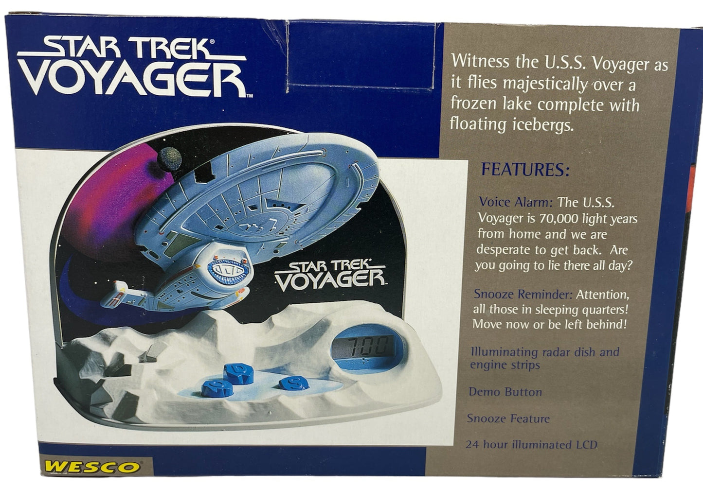 Vintage 1996 Star Trek Voyager NCC-74565 Talking Alarm Clock - Factory Sealed Shop Stock Room Find