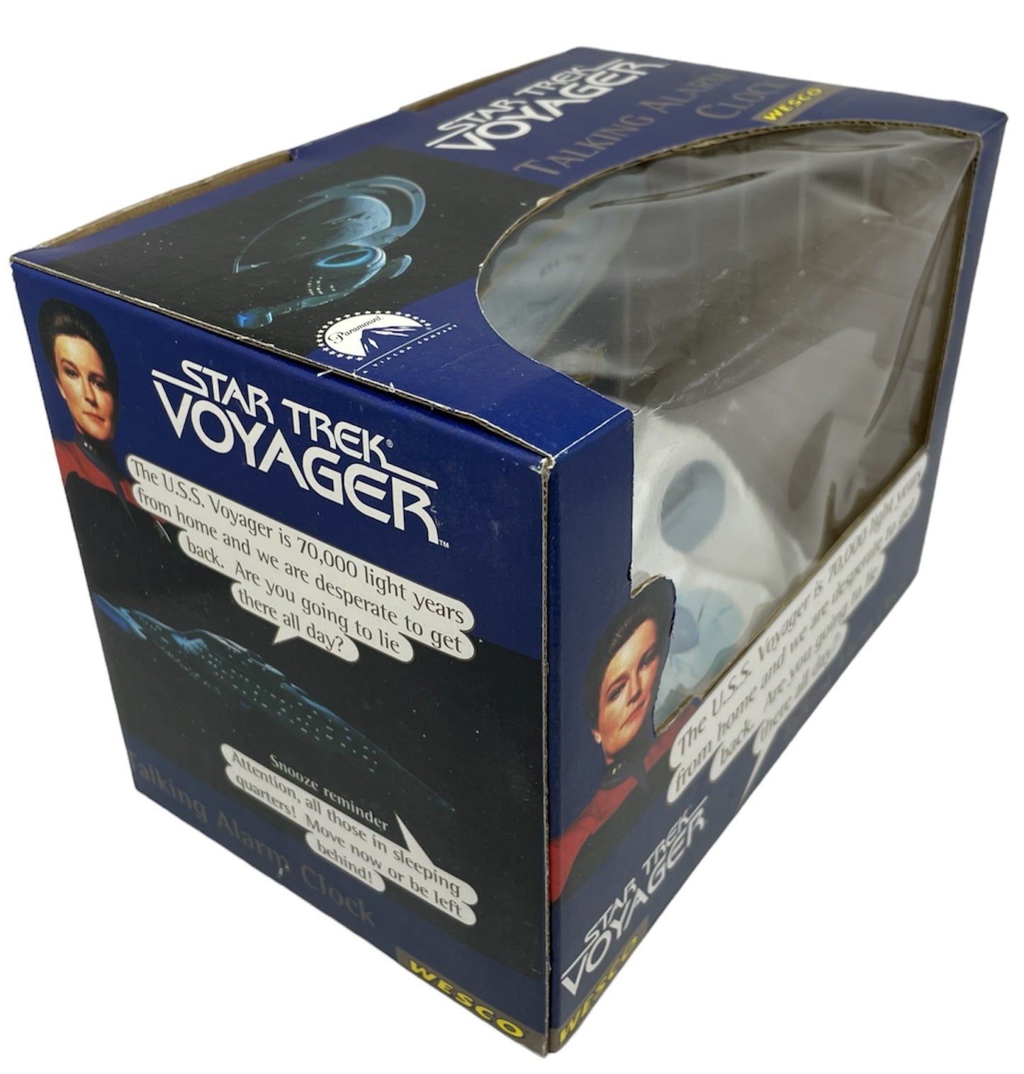 Vintage 1996 Star Trek Voyager NCC-74565 Talking Alarm Clock - Factory Sealed Shop Stock Room Find