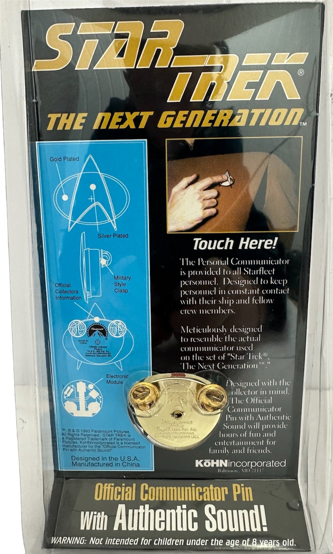 Vintage 1993 Kohns - Star Trek The Next Generation Collectors Edition Official Starfleet Communicator Pin With Authentic Sound - Factory Sealed Shop Stock Room Find