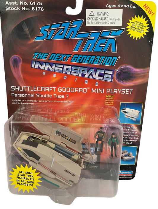 Vintage Playmates 1994 Star The Next Generation Trek Innerspace Series Shuttlecraft Goddard Mini Playset Personnel Shuttle Type 7 With Two Mini Figures Factory Sealed Shop Stock Room Find