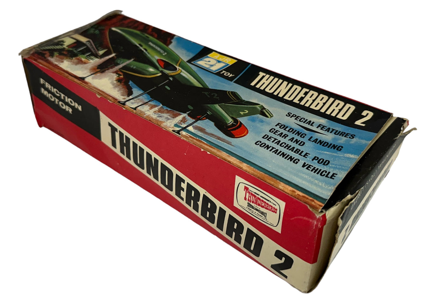Vintage JR21 1965 Gerry Andersons Thunderbirds Thunderbird 2 Friction Motor Scale Model With The Mole - Fantastic Condition In The Original Box