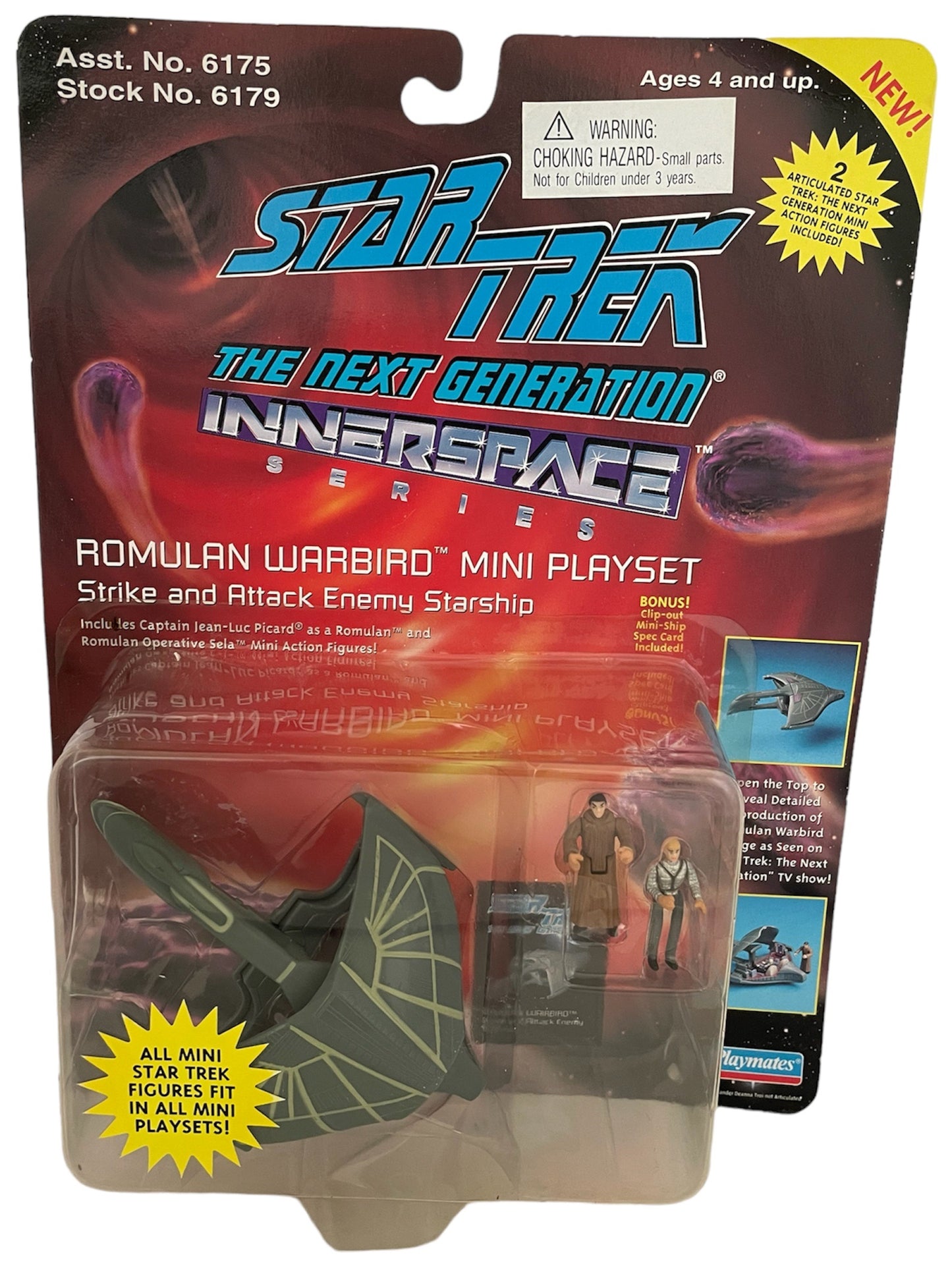 Vintage Playmates 1994 Star The Next Generation Trek Innerspace Series Romulans Warbird Mini Playset Strke And Attack Enemy Starship With Two Mini Figures Factory Sealed Shop Stock Room Find