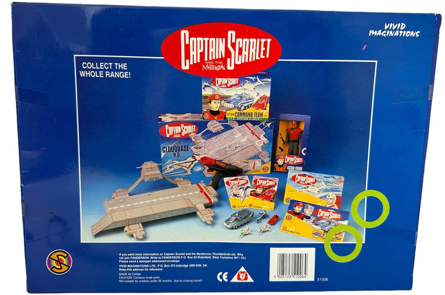 Vintage Vivids 1993 Gerry Andersons Captain Scarlet And The Mysterons Spectrum Command Team Diecast 5 x Vehicle Set. - Factory Sealed Shop Stock Room Find